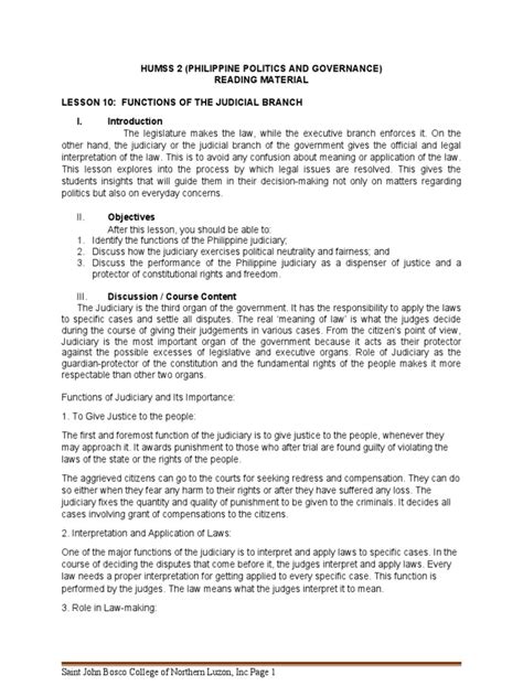 Lesson 10 Functions of The Judicial Branch | PDF | Judiciaries ...