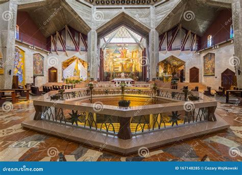 Interior of Church of the Annunciation or the Basilica of the ...