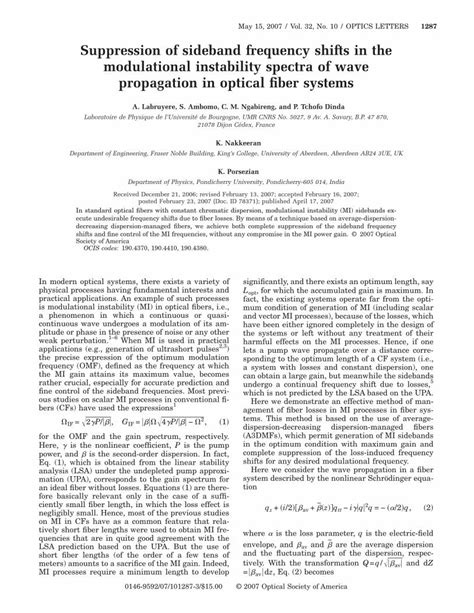 (PDF) Suppression of sideband frequency shifts in the modulational instability spectra of wave ...