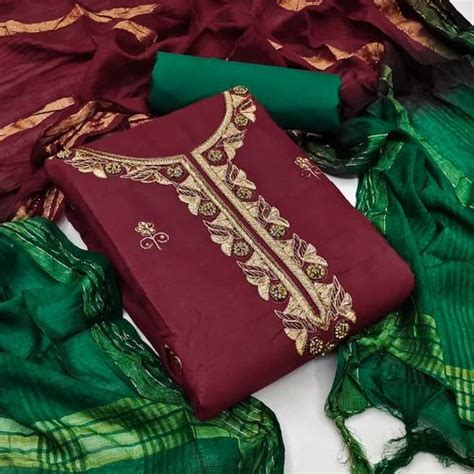 Shattering Maroon Color Embroidered Work Running Wear Cotton Salwar ...