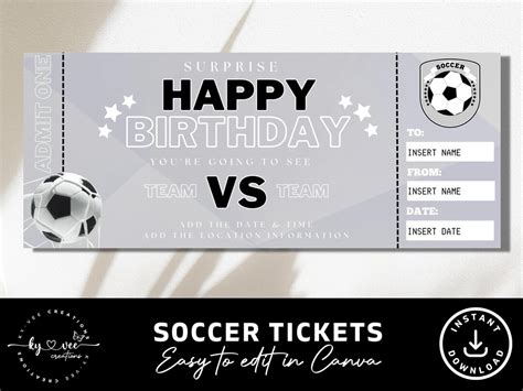 Printable Soccer Tickets INSTANT DOWNLOAD Soccer Ticket - Etsy