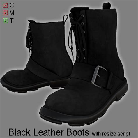 Second Life Marketplace - Black Leather Boots male