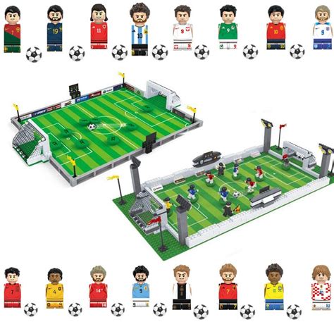 Review! Soccer Field and Basketball Court Building Blocks DIY Table Football Board Game Building ...