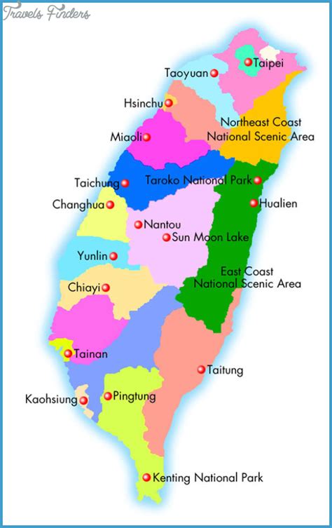 Taiwan Map Tourist Attractions - TravelsFinders.Com