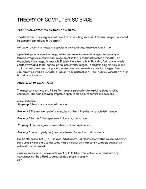 SOLUTION: Theory of computer science terminal and nonterminal symbols - Studypool