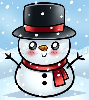 drawing a kawaii frosty the snowman | Christmas drawing, Snowman ...