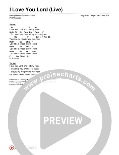 I Love You Lord (Live) Chords PDF (Phil Wickham) - PraiseCharts