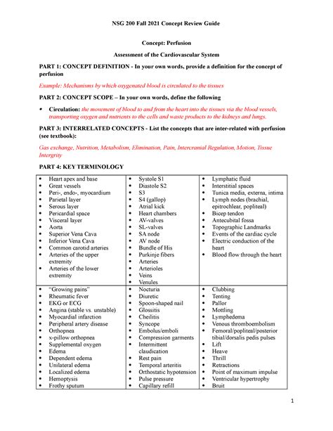 Concept Review Guide Perfusion-2 - Concept: Perfusion Assessment of the Cardiovascular System ...