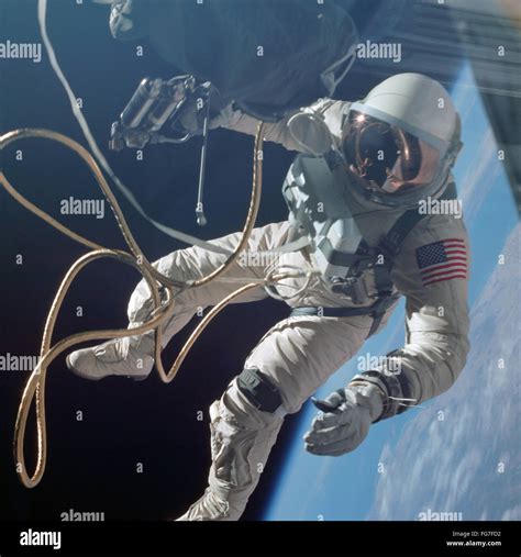 GEMINI 4: SPACEWALK, 1965. /nAstronaut Edward H. White II performing a spacewalk during the ...