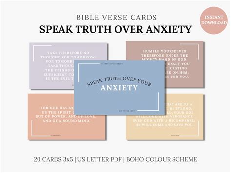 Printable Anxiety Bible Verse Cards, Bible Study Resource, Memory Verse ...