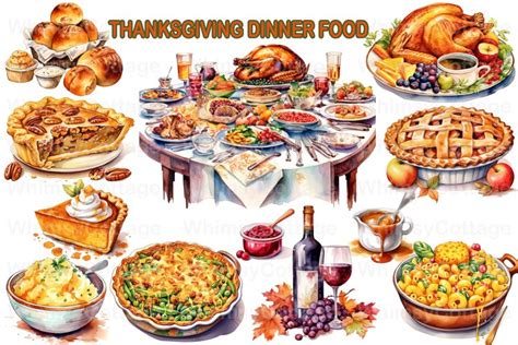 12 Thanksgiving Dinner Classic Food Clipart PNG Format