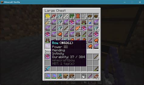 Mending+Infinity on a new bow in 16w50a : r/Minecraft