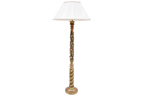 Lampe sur pied en bois peint et doré, circa 1900 - Antiquités et Objets d'Arts - Jean Luc ...
