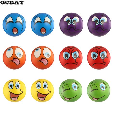 12pcs/lot Emoji Face Squeeze Balls Stress Release Emotional Hand Wrist Exercise Squeeze Stress ...
