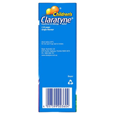 Claratyne Childrens Antihistamine Syrup Grape 120ml