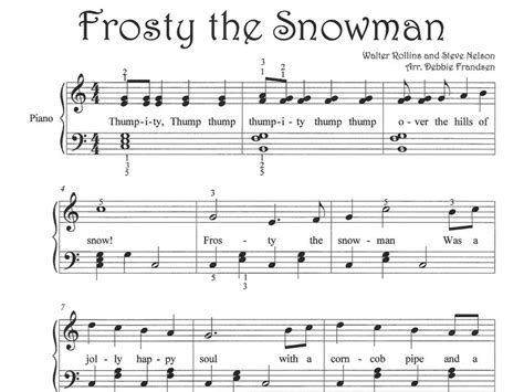 Frosty the Snowman Piano Sheet Music, Fun, Easy, Let's Play Music, Easy Piano, Beginner ...