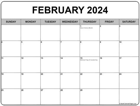 february 2024 with holidays calendar