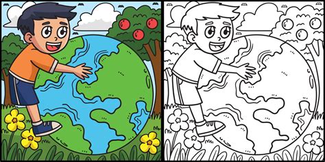 Earth Day Child Embracing Earth Illustration 15656400 Vector Art at Vecteezy