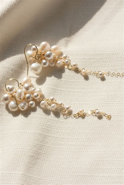 Pearl Cluster Tendril Earrings