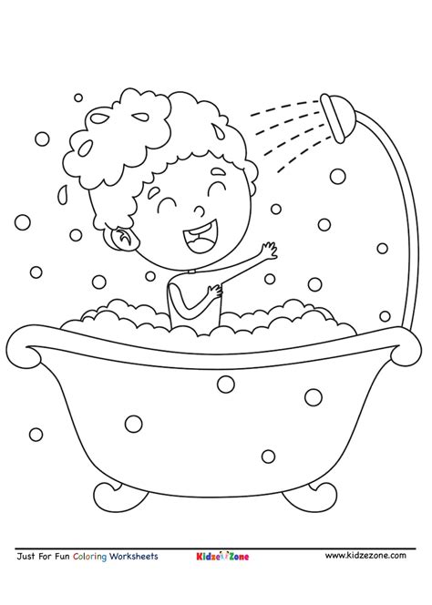 Bathing Kid having fun Coloring Page - KidzeZone