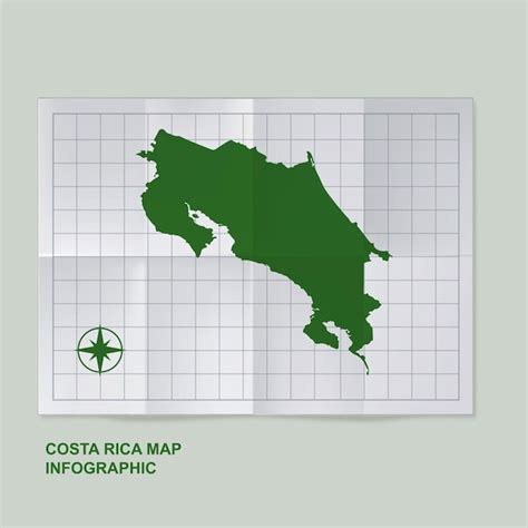 Premium Vector | Costa Rica map country in folded grid paper