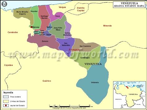 Mapa del Estado Aragua | Estado Aragua Venezuela