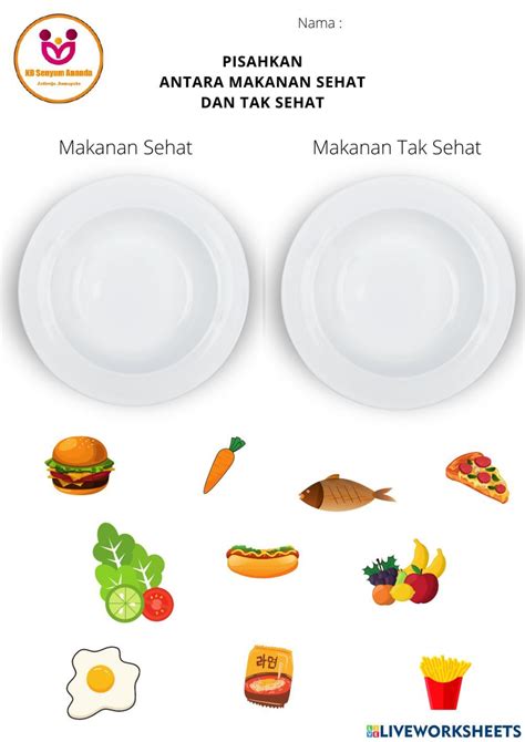 Makanan & Minuman (Sehat & Tak Sehat) worksheet School Subjects, Online ...