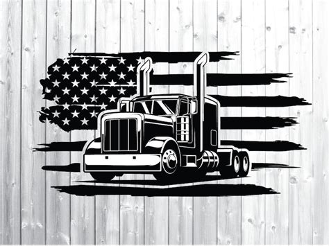 American Flag Trucker svg truck driver flag svg semi truck | Etsy