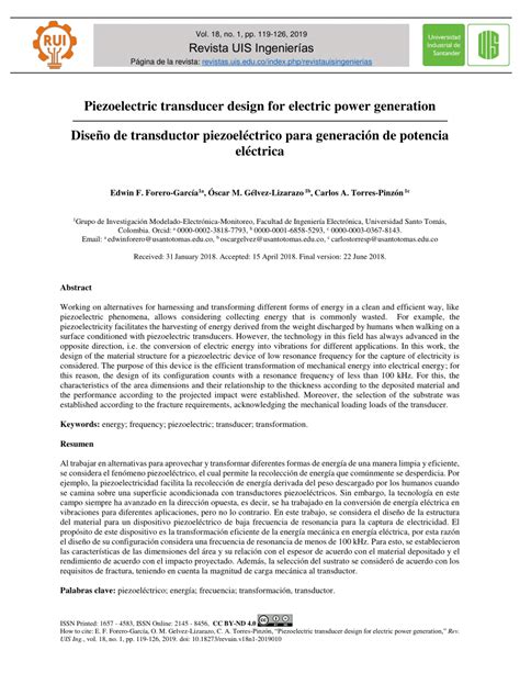 (PDF) Piezoelectric transducer design for electric power generation