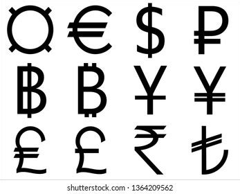 Currency Symbol Icons Set Isolated On Stock Vector (Royalty Free ...