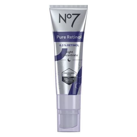 No7 Pure Retinol 0.3% Night Concentrate with Collagen Peptides for Wrinkles, Fragrance Free, 1 ...