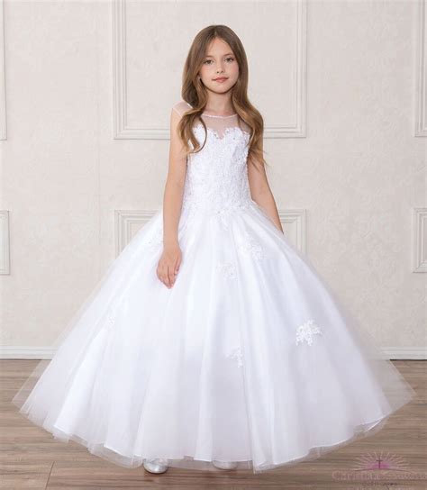 First Holy Communion Dress Full Length Beaded with Open Back | Girls ...