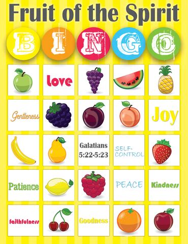 Fruit of the Spirit Bible Bingo Game – Children's Ministry Deals