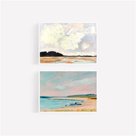 Coastal Landscape Print Set of 2, Prints of Original Paintings, Crane ...