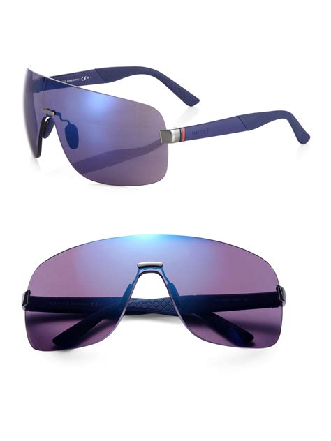 Lyst - Gucci Metal Shield Sunglasses in Blue for Men