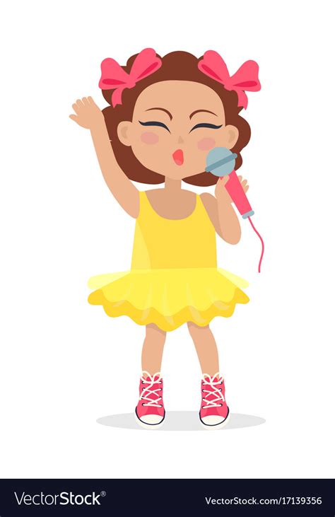 Singing girl with bows on head little singer Vector Image