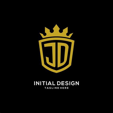 Initial JD logo shield crown style, luxury elegant monogram logo design ...