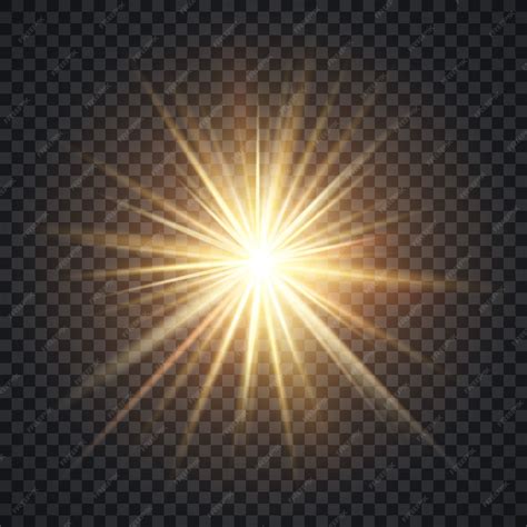 Premium Vector | Vector realistic starburst lighting effect, yellow sun with rays and glow on ...