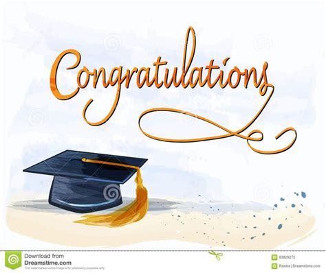 congratulations card with a graduation cap and tassel on the sand stock photo - image