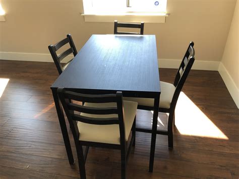 IKEA Lerhamn - Table and 4 chairs, black-brown, Vittaryd beige for Sale in Kent, WA - OfferUp