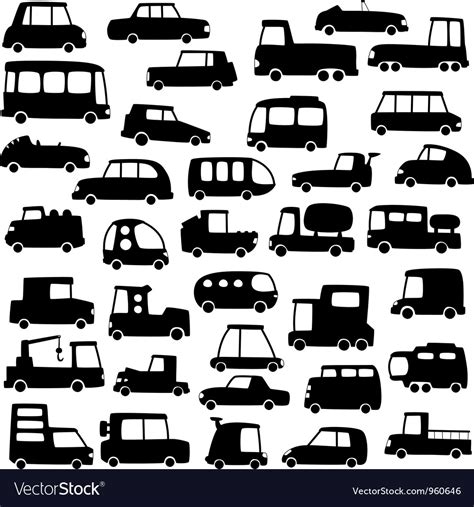 Set of cartoon cars silhouettes Royalty Free Vector Image