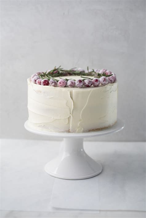 White Cake with Cranberries and White Chocolate Buttercream