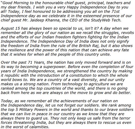 👍 Independence day speech for students. Speech on Independence Day of India for Students ...