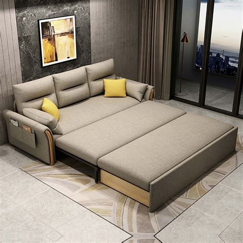 85.8" Full Sleeper Sofa Cotton&linen Upholstered Convertible Sofa with ...