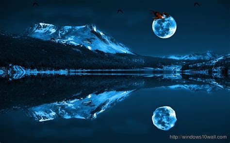 Blue Moon Shadow On The Lake Stunning Hd Wallpaper - windows 10 Wallpapers