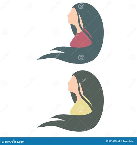 Silhouette of Woman. Young Girl with Long Hair Stock Vector ...