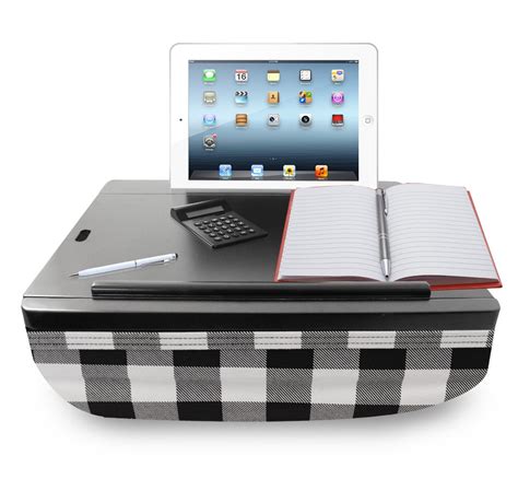 iCozy Portable Cushion Lap Desk With Storage Black Flannel 886004055952 ...