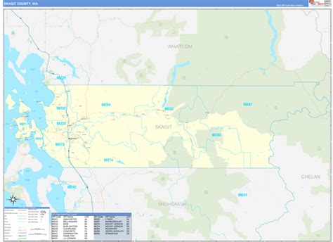 Skagit County, WA Zip Code Wall Map Basic Style by MarketMAPS - MapSales