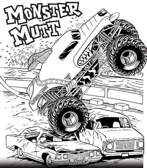 Free Printable Monster Jam Coloring Pages Monster Mutt | Monster truck coloring pages, Truck ...