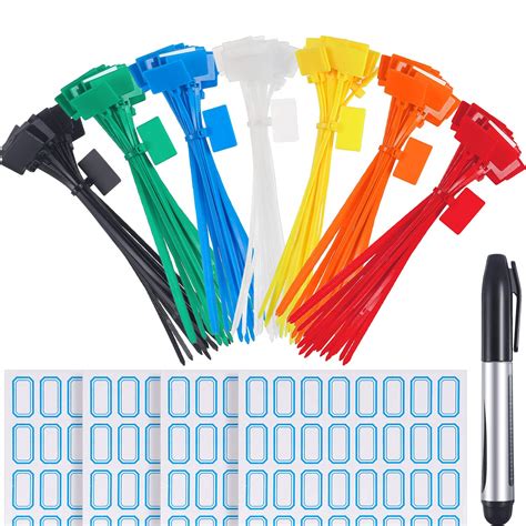 Buy 140 Pieces 6 Inch Nylon Cable Marker Ties Self Locking Cord Tags Wire Labels Ethernet Cable ...